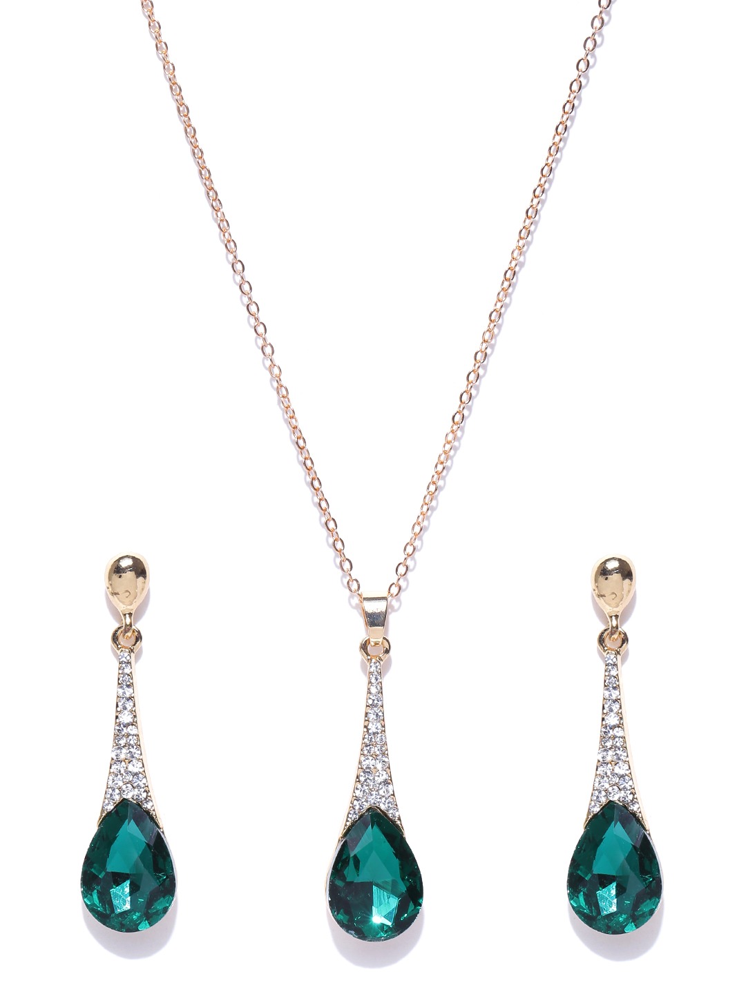 YouBella Gold-Toned  Green Stone-Studded Jewellery Set